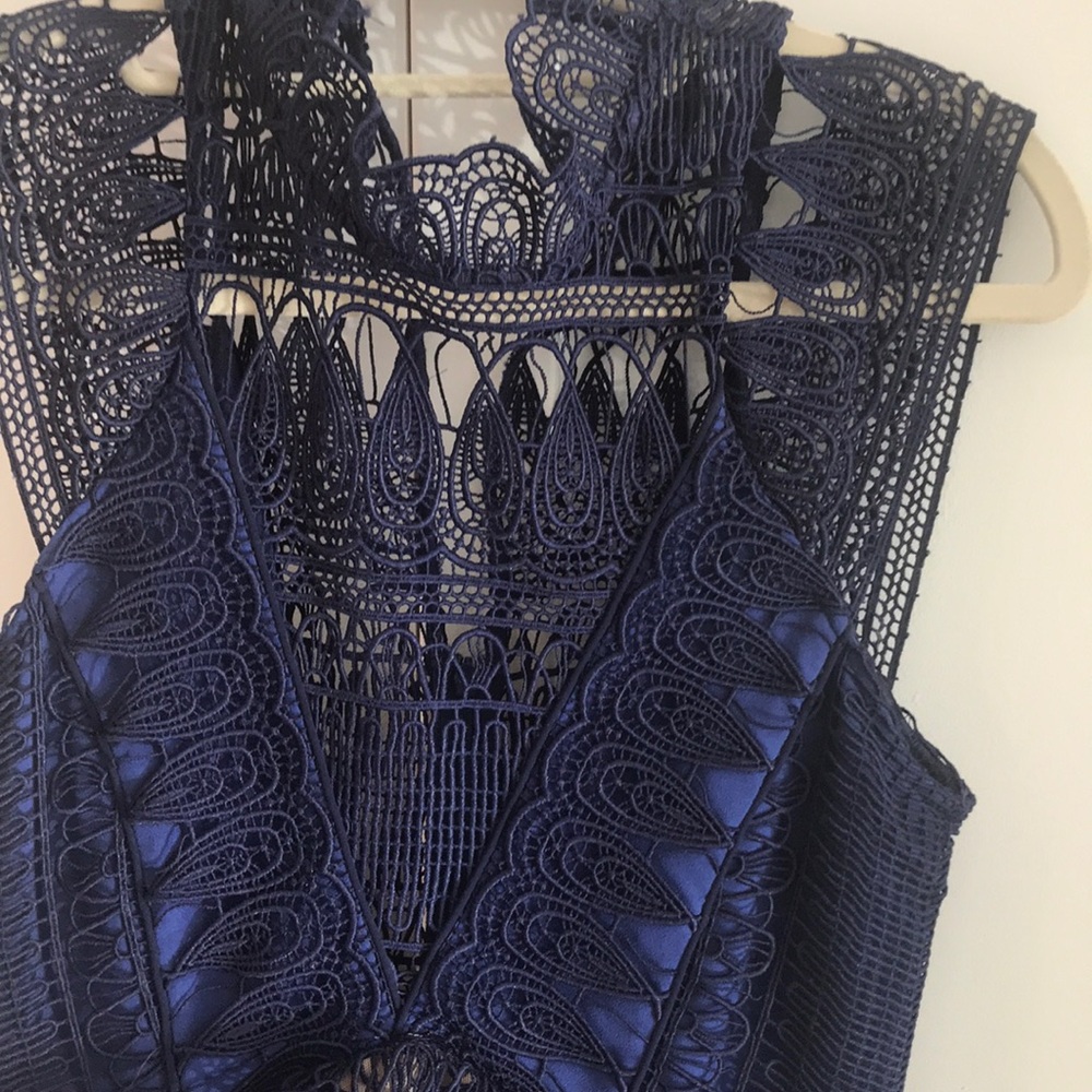 NWT Self-Portrait Teardrop Guipure Dress navy blue - Picture 3 of 8